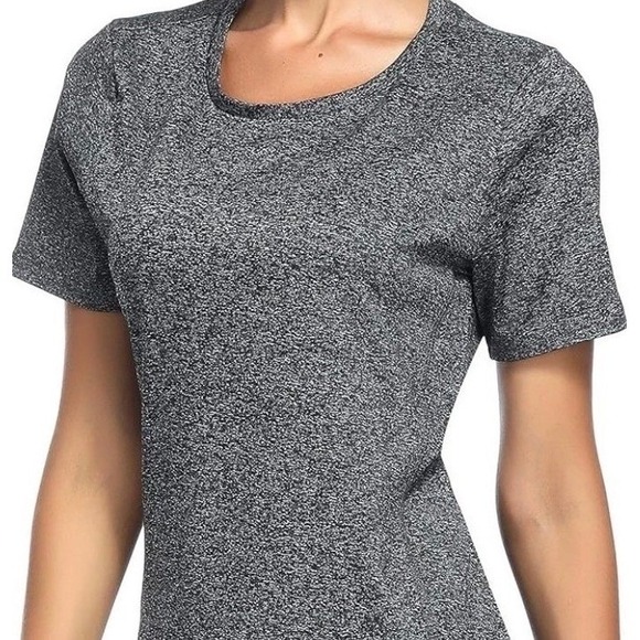 Aunis Tops - Aunis Womens T Shirt Large Gray Short Sleeve Crew Yoga Workout Top Stylish